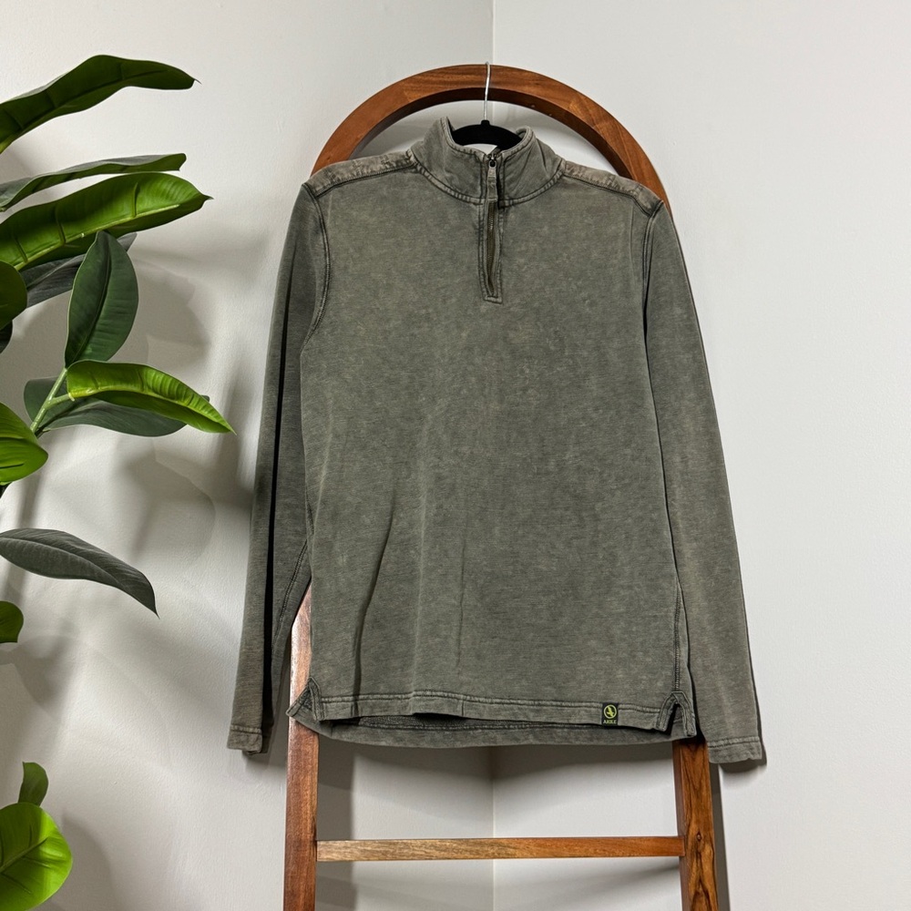 Aigle LARGE Gray Green Long Sleeve Quarter Zip Pull Over Sweater